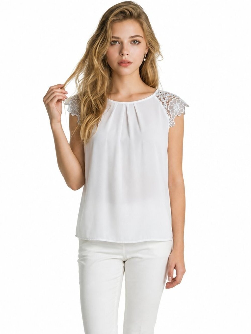 Philosophy Republic Clothing White Lace Sleeve Blouse | Size Small